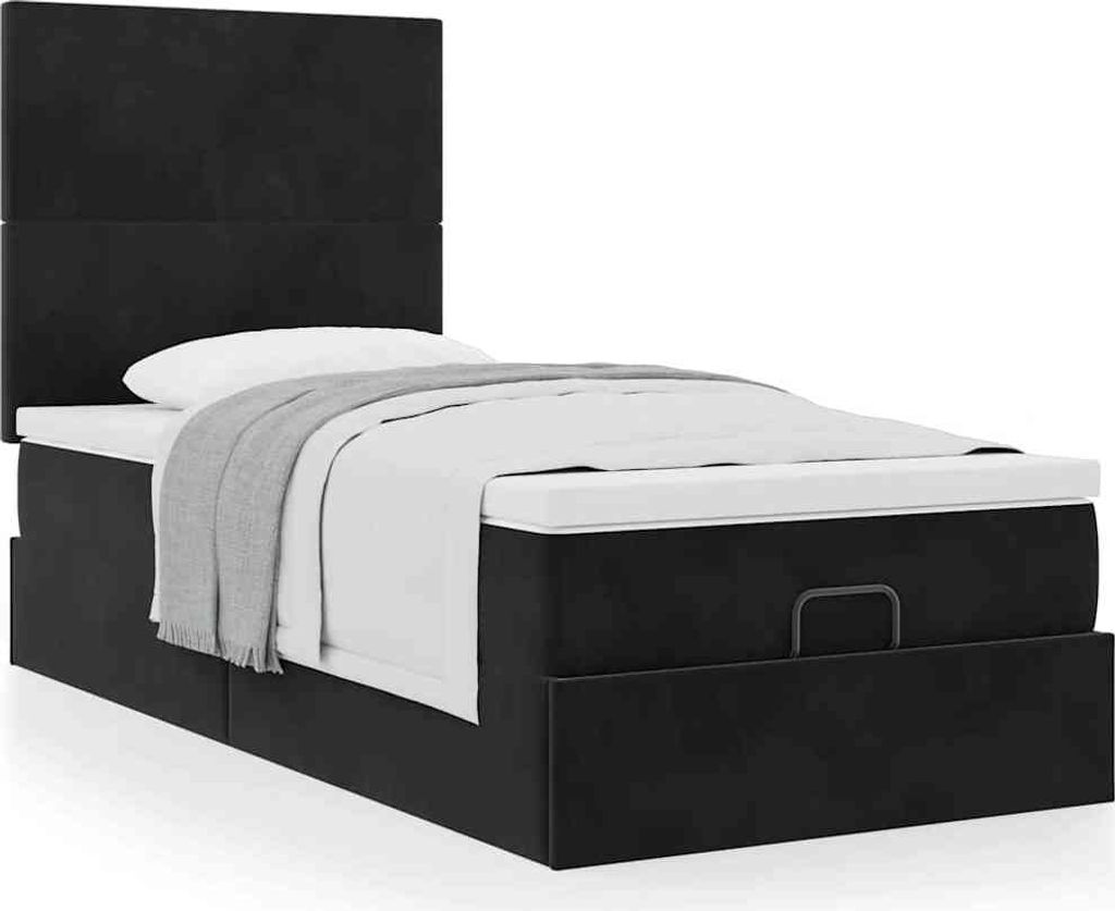 Maison Exclusive - Ottoman-Bett mit Matratzen Schwarz 90x200 cm Samt