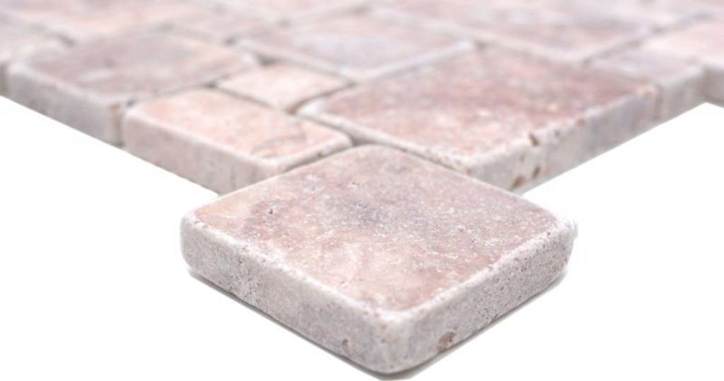 Handmuster Naturstein Mosaikfliesen Travertin rot matt Wand Boden Küche Bad Dusche MOS40-FP45_m