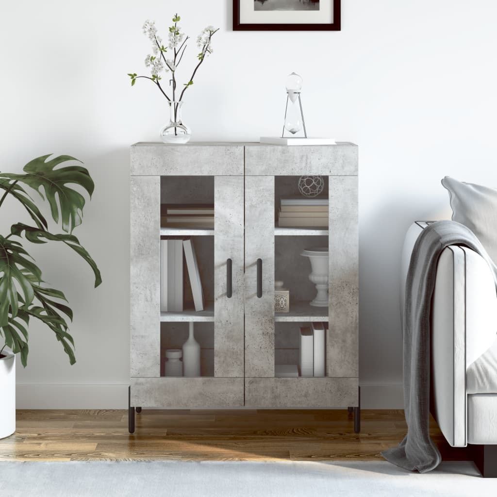 The Living Store Sideboard Betongrau 69,5x34x90 cm Holzwerkstoff