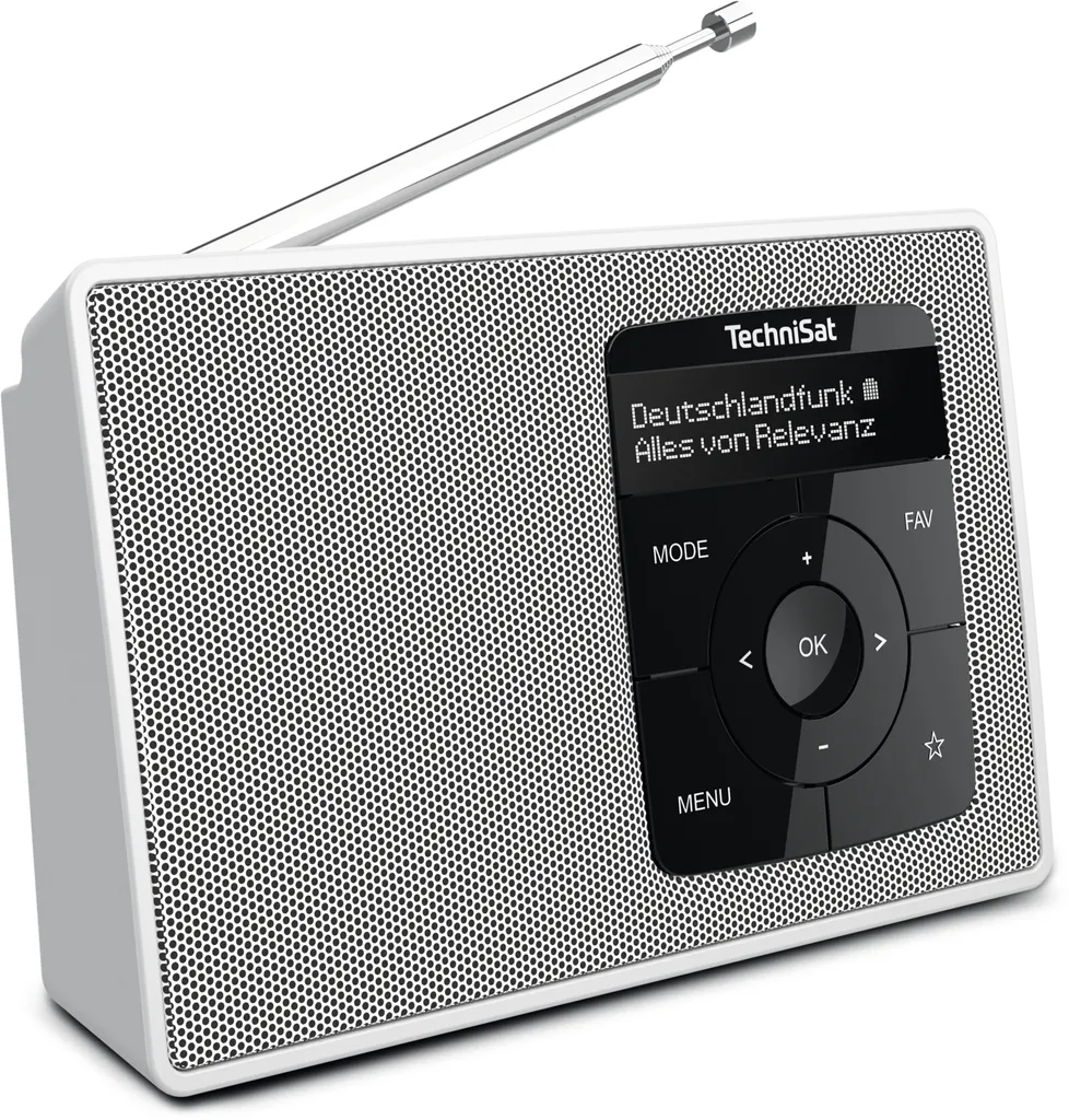 Radio DAB+ Bluetooth avec batterie rechargeable et fonction réveil blanc