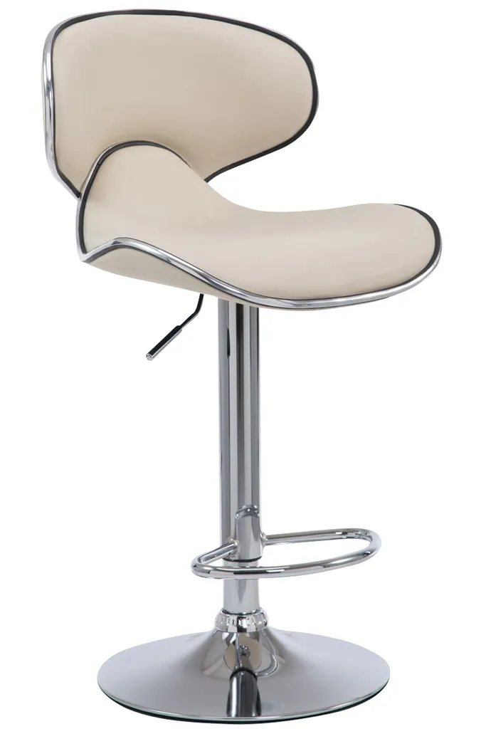 Tabouret de bar pivotant Las Vegas V2 crème avec dossier et pied chromé