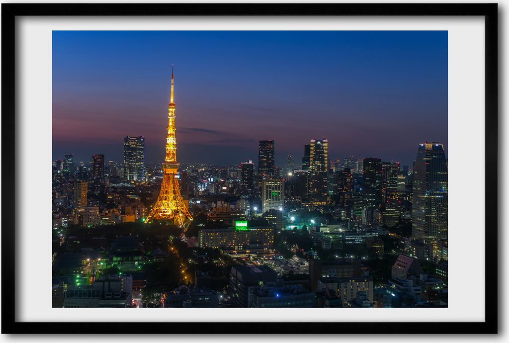 Bild 60x40 MDF-Rahmen, Wandkunst Turm in Tokyo