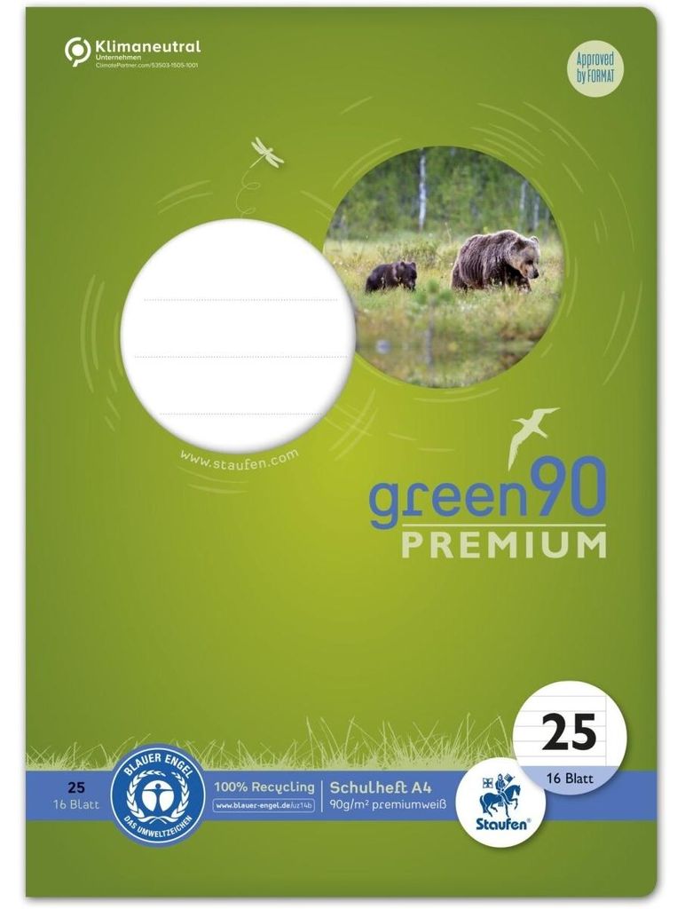 Ursus Green 040782025 Heft - LIN25, A4, 16 Blatt, 90 g/qm, Immagine del prodotto 