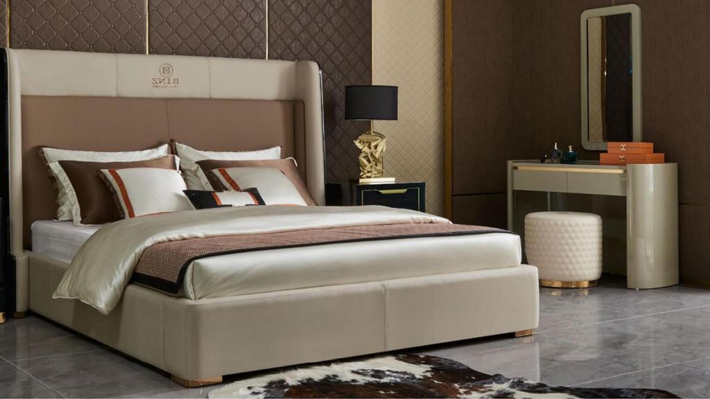 Design Schlafzimmer 6 tlg Komplett Set Bett Nachttisch Schminktisch Bettgestelle