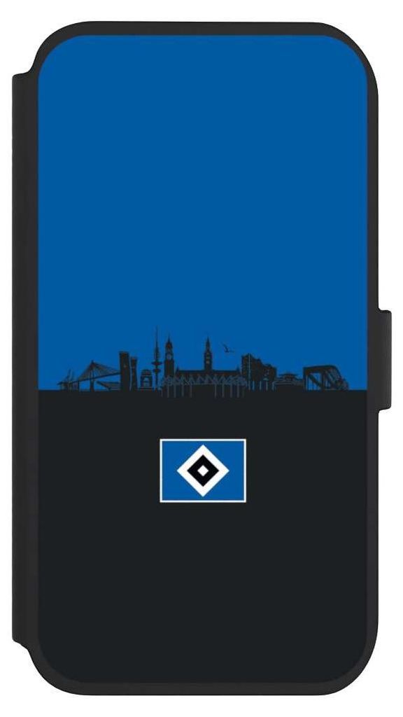 NIVOCASE Klapphülle für Apple iPhone 11 Handyhülle aus Kunst Leder NIVOflip schwarz HSV Hamburg Skyline