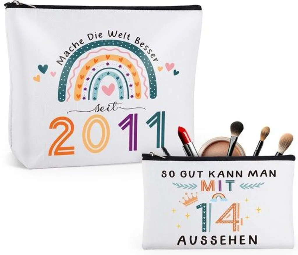 Trousse de maquillage imperméable en lot de 2 - Idée cadeau fille 14 ans