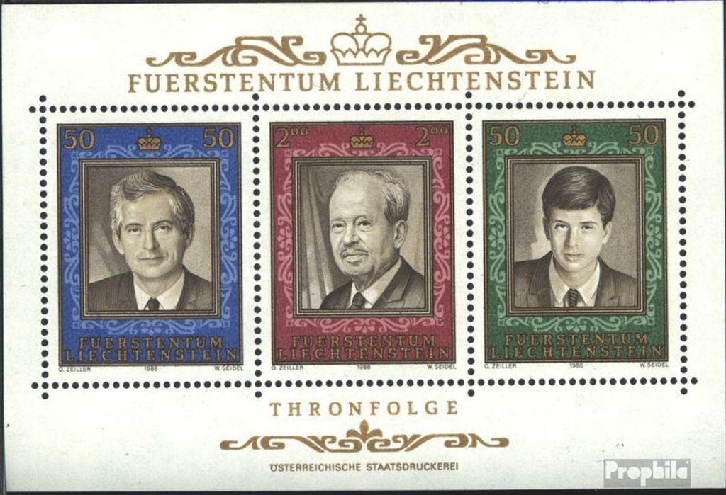 Briefmarken Liechtenstein 1988 Mi Block13 (kompl.Ausg.) FDC Franz Joseph II