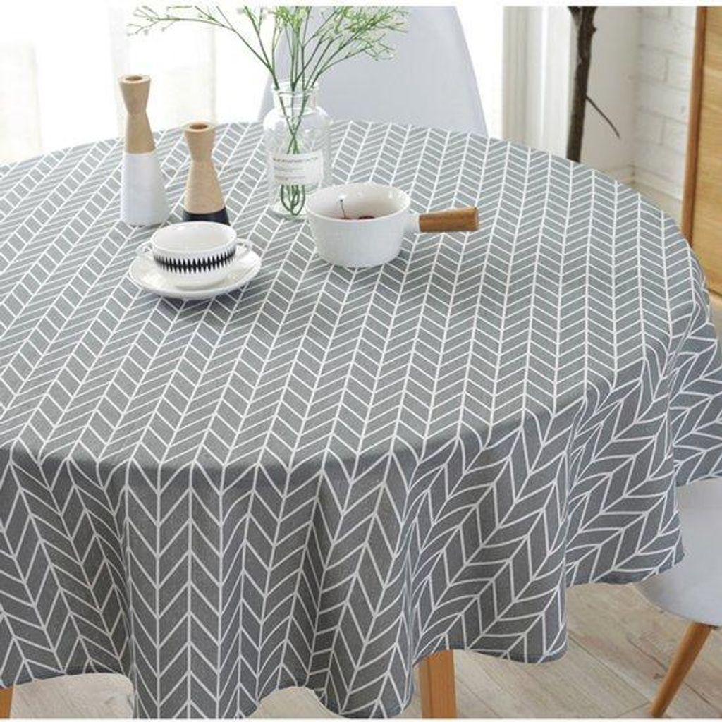 Schwarzes Tischdecken mit Pfeil-Muster in Boho-Stil, runde Tischdecken aus skandinavischer Kieferstoff, glattem Stoff, geeignet für Küche, Esszim...