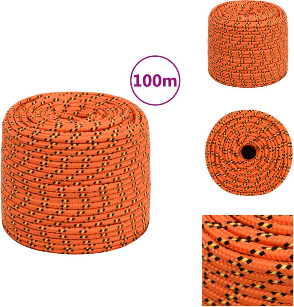 vidaXL Bootsseil Orange 8 mm 100 m Polypropylen - Seile