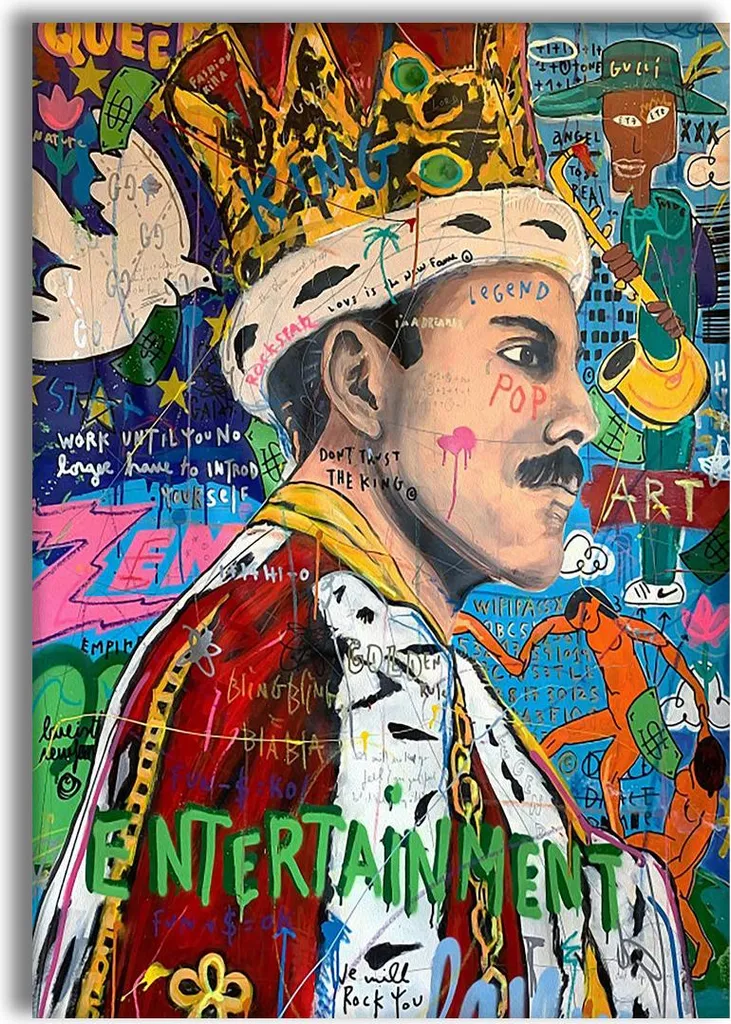Tableau Freddy the King 50x70 cm avec châssis bois de haute qualité