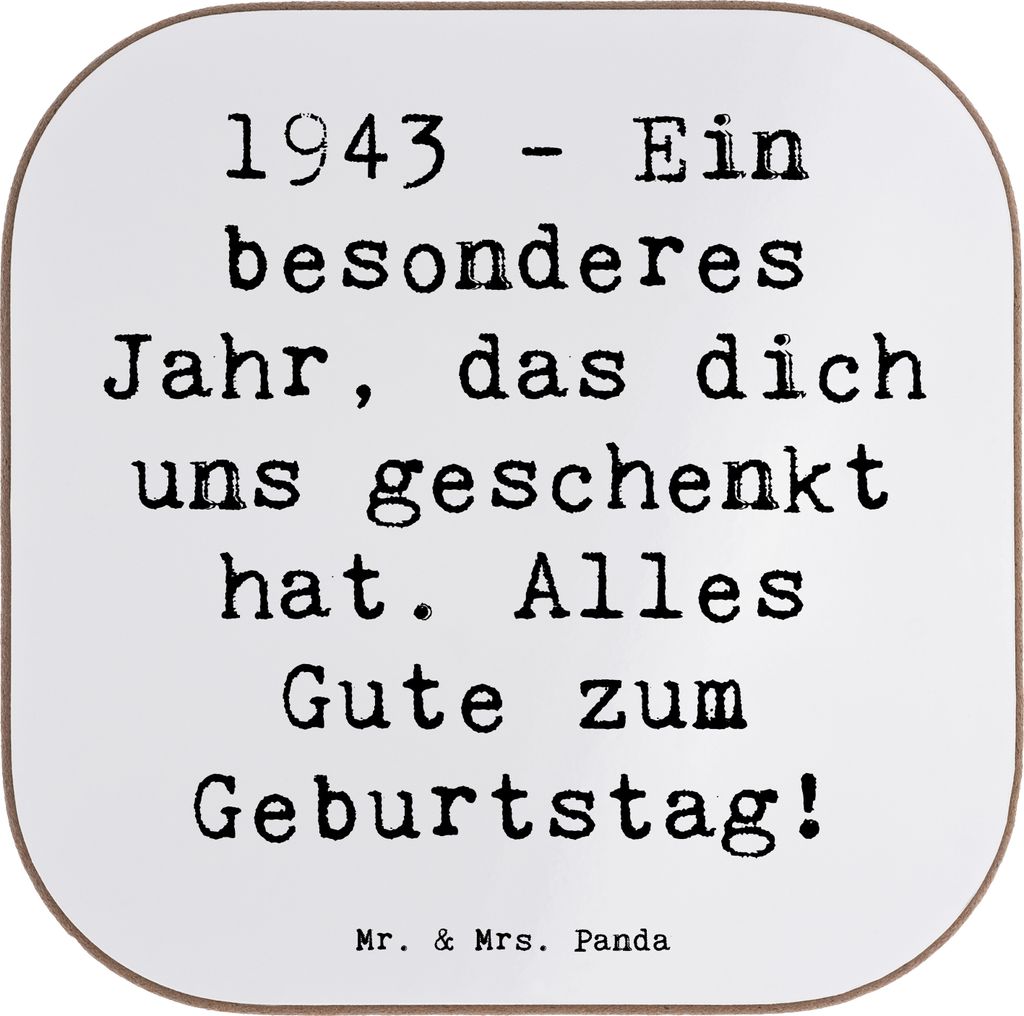Mr. & Mrs. Panda Untersetzer für Gläser Spruch 1943 Geburtstag - Weiß - Geschenk, Happy Birthday, Coaster, Geburtstagsgeschenk, Holzuntersetzer,...