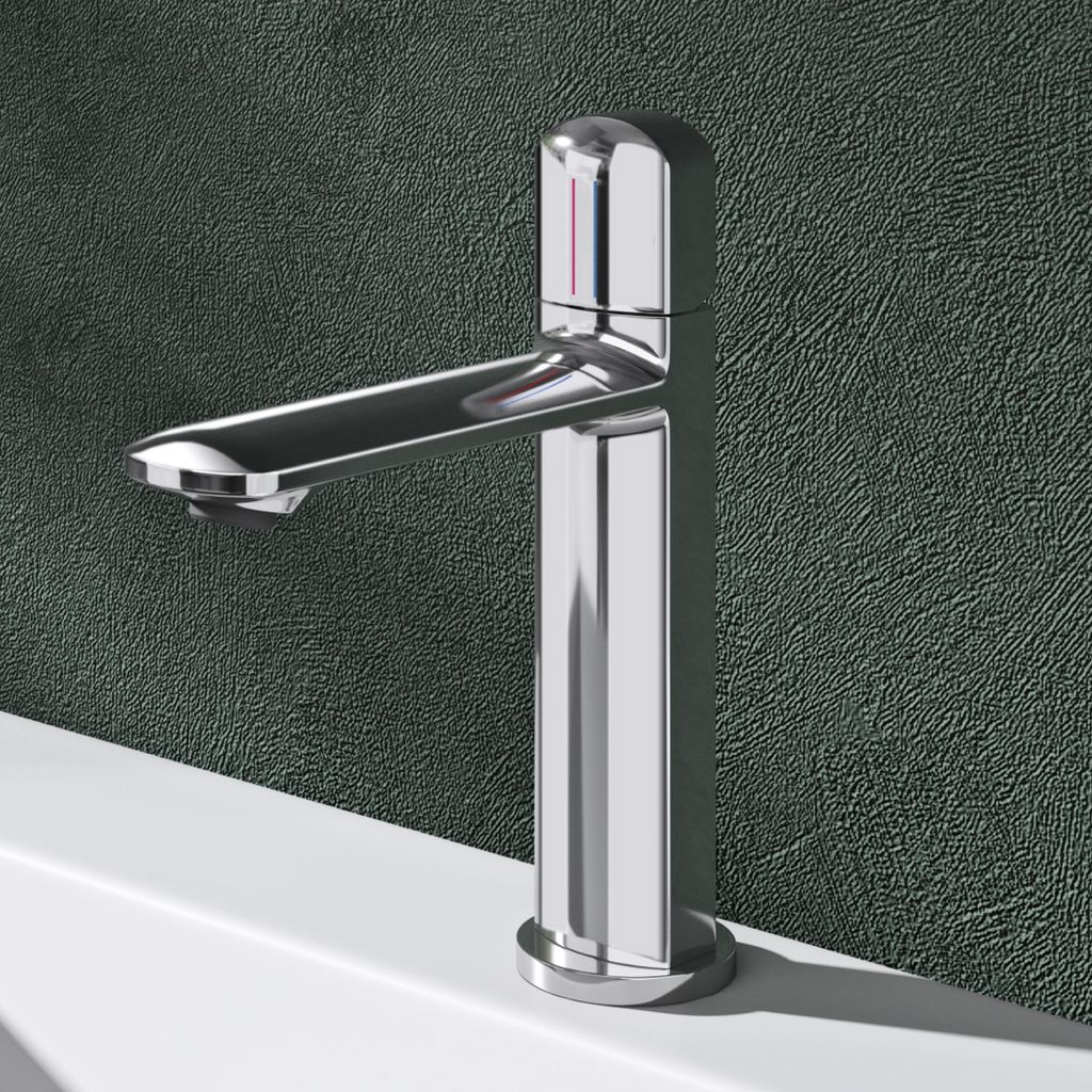 Mai & Mai Armatur Bad Wasserhahn Badezimmer Waschtischarmatur Einhebelmischer Mischbatterie Bad aus Messing mit Wassersparfunktion Silber 1190