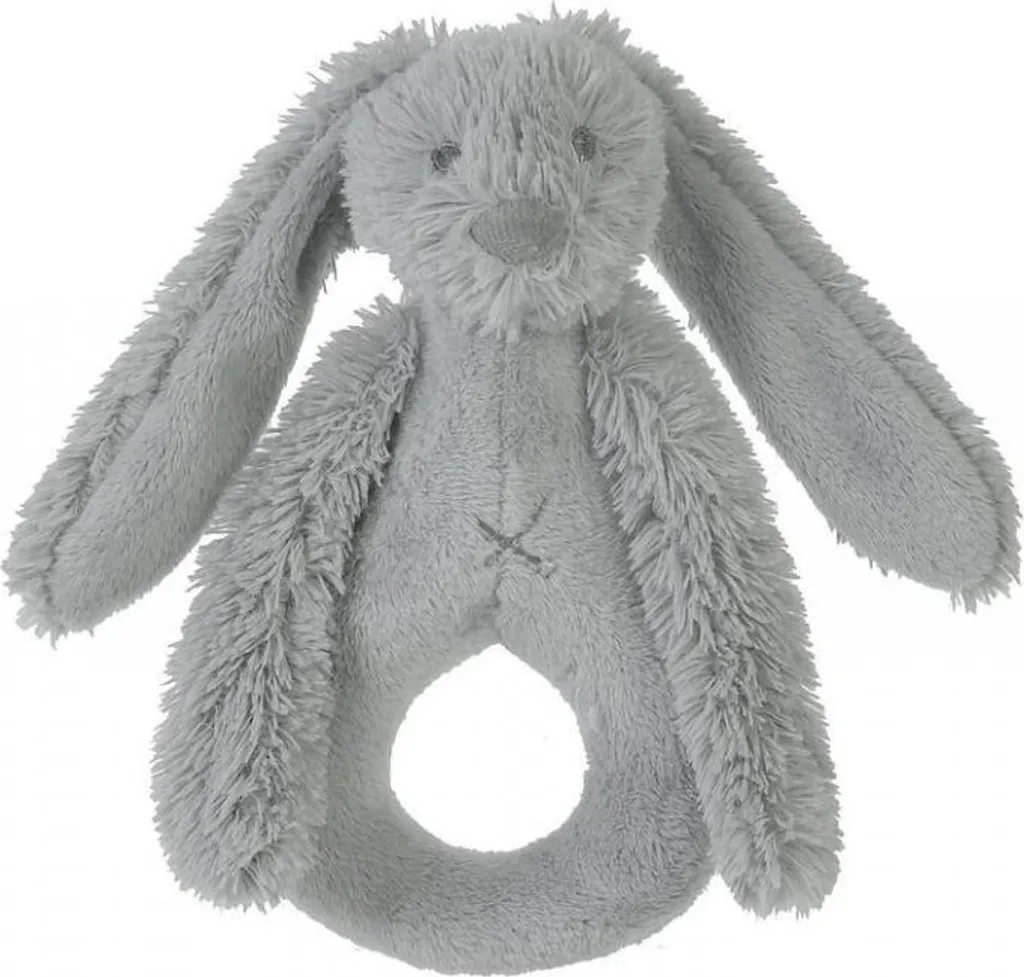 Hochet lapin Richie gris Happy Horse - Jouet préhension facile nouveau-né