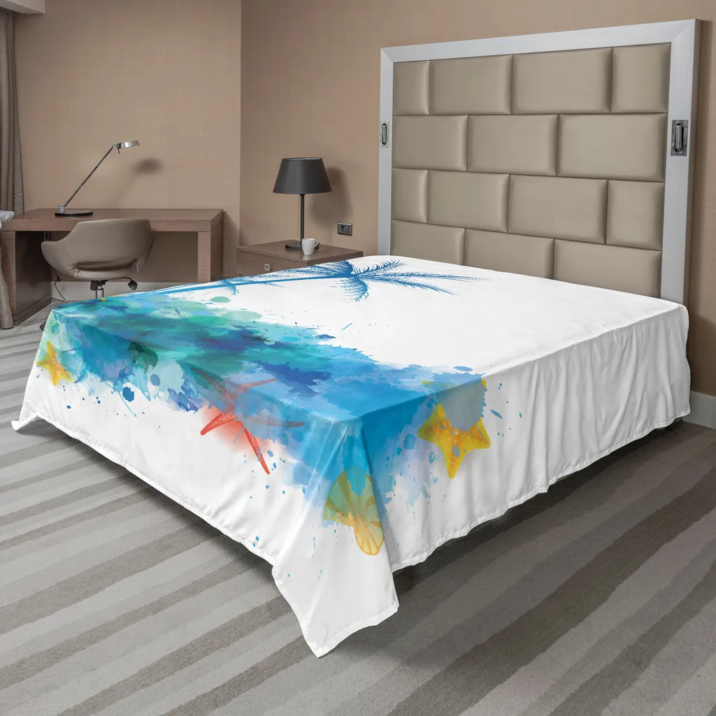 Drap de dessus doux motif estival 244x205 cm pour lit deux personnes