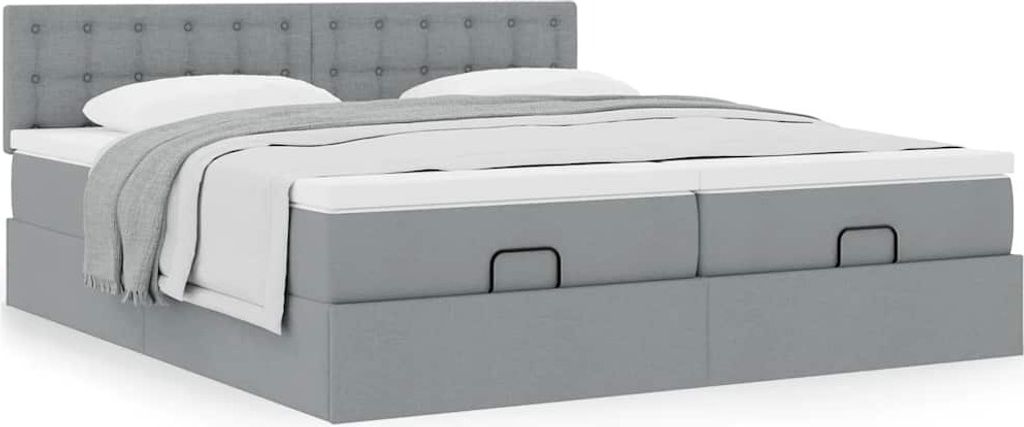 Maison Exclusive - Ottoman-Bett mit Matratzen Hellgrau 160x200 cm Stoff