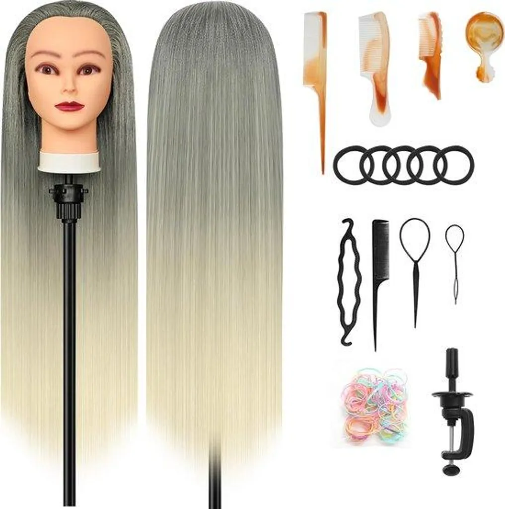 Tête d'étude blonde Kappershoft avec accessoires pour coiffure mixte