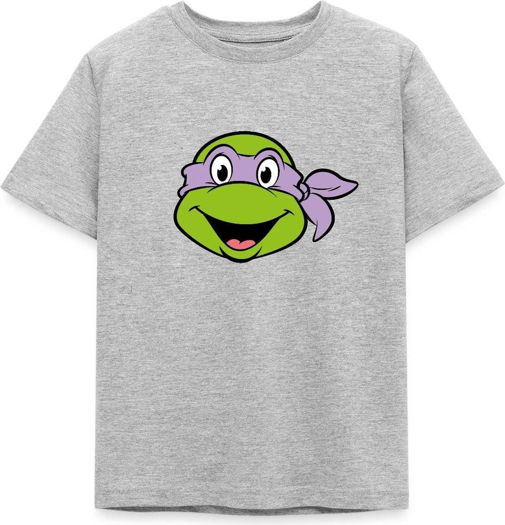 Spreadshirt Teenage Mutant Ninja Turtles Donatello Kostüm Karneval Kinder T-Shirt, 110/116 (5-6 Jahre), Grau meliert