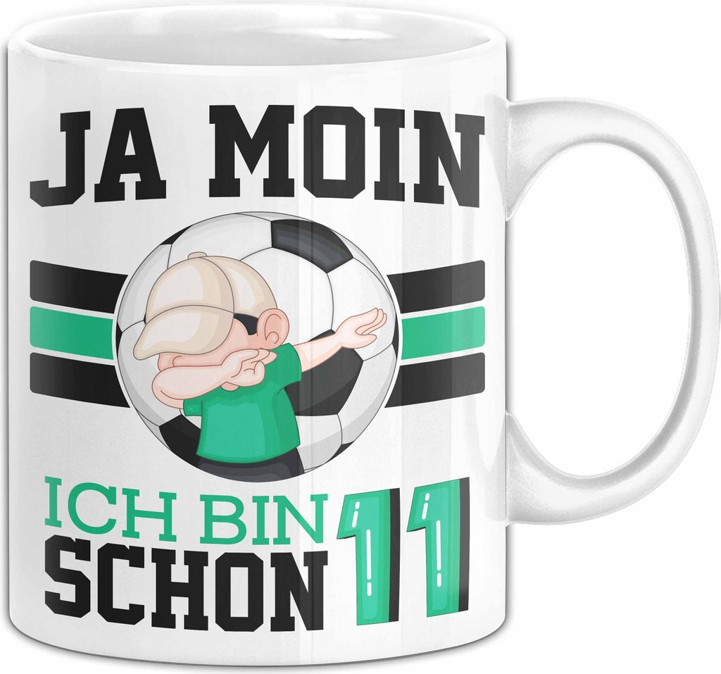 11. Geburtstag Geschenk Tasse Becher Junge Geburtstagsgeschenk Ja Moin Ich Bin Schon 11 (Weiß)