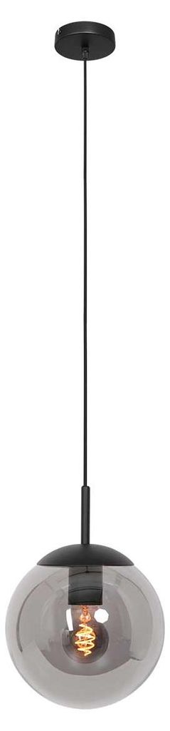 Steinhauer Pendelleuchte Bollique 1-flammig Schwarz Matt/ Rauchglas 30x30cm