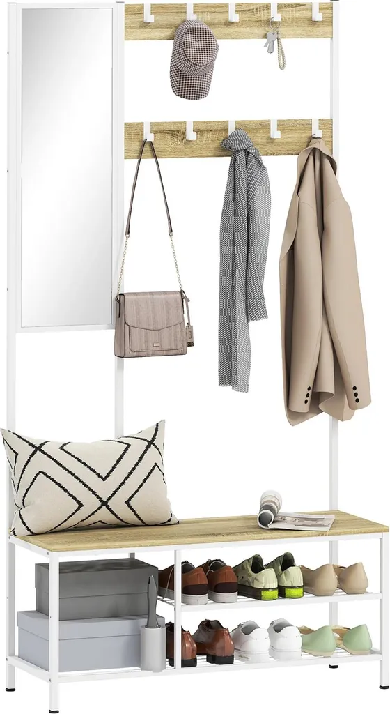 Vestiaire avec Banc et Miroir pour Entrée - Rangement Chaussures Gain de Place