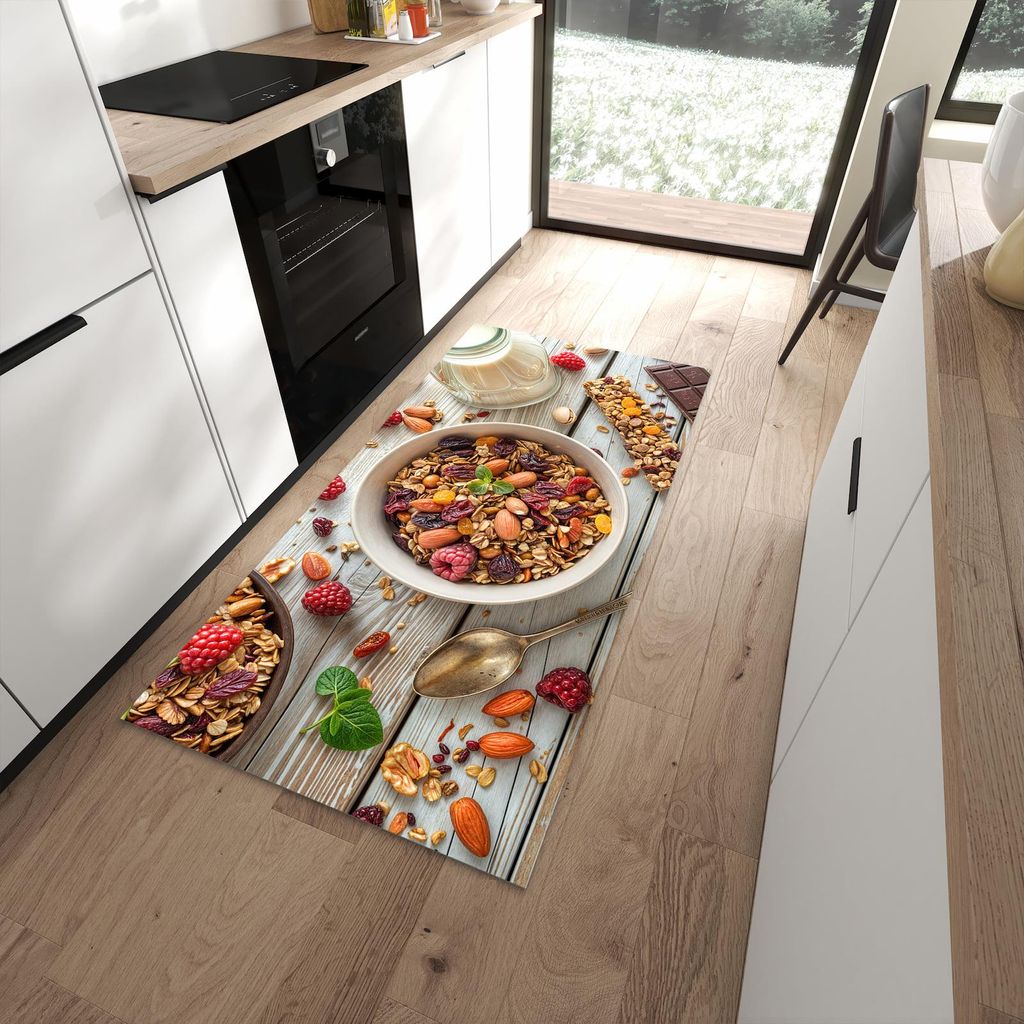 Küchenteppich 90x180cm rutschfest & abwischbar PVC Läufer - Frühstück Deluxe