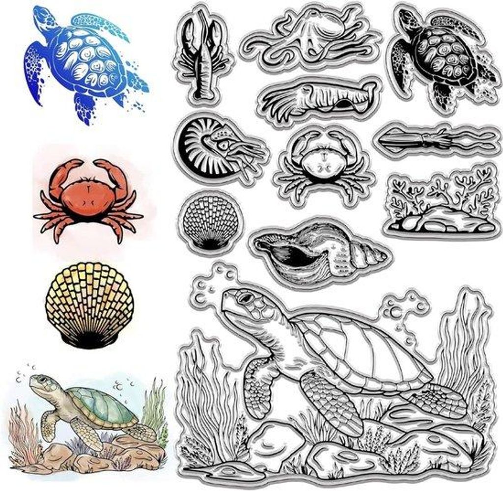 Meeres-Tier-Stempel-Set Retro DIY