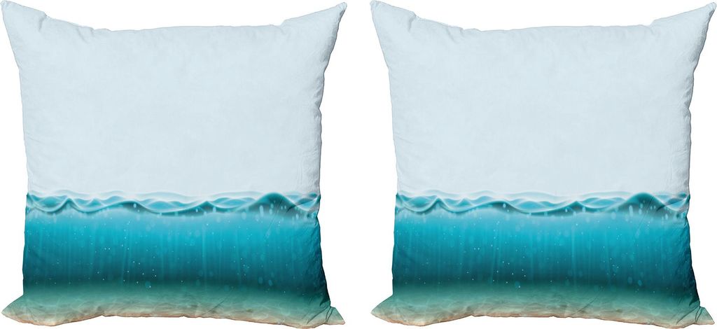 ABAKUHAUS Seestück Kissenbezug Set (2Stück), Ocean Waves Bottom und Top tief unter Wasser, 40 x 40 cm, Hellblau Meerblau