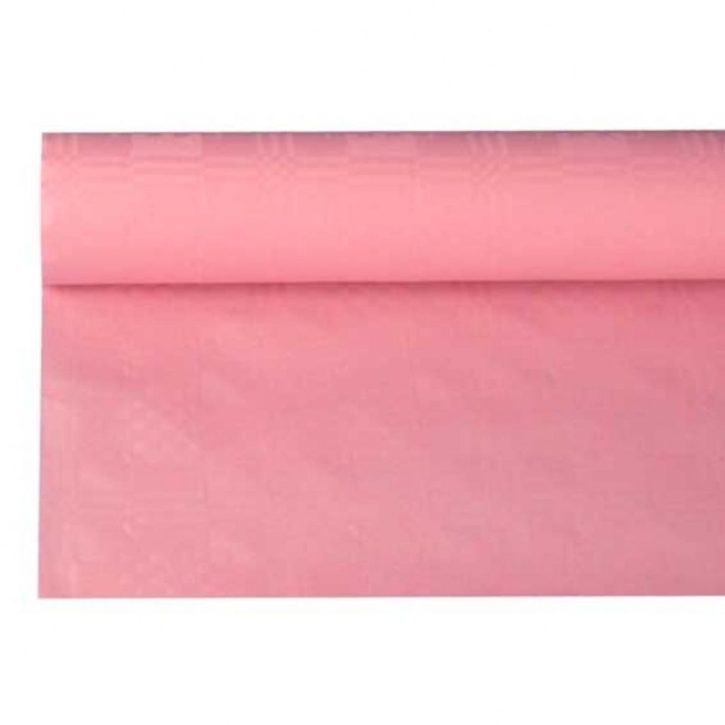 rosa Einweg Tischdecke Rolle mit 8 Meter Papiertischdecke mit Damastprägung 