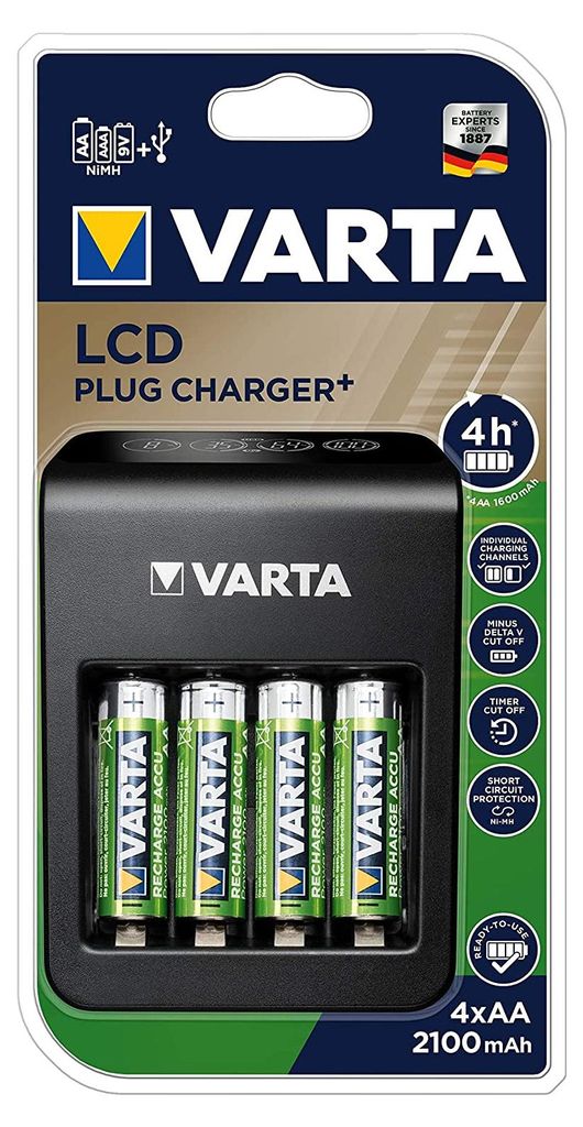 Chargeur VARTA LCD Plug + 4 piles AA - 57687101441 Image du produit 