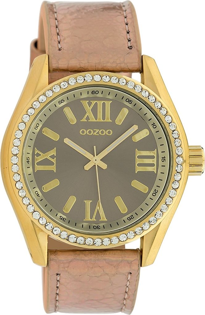 Oozoo Armbanduhr rosegold Leder Timepieces Damen Analog-Quarzuhr UOC10273
