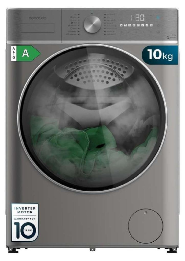 Wasmachine/Droger Cecotec 10680 Inverter, roestvrij staal, Productafbeelding 