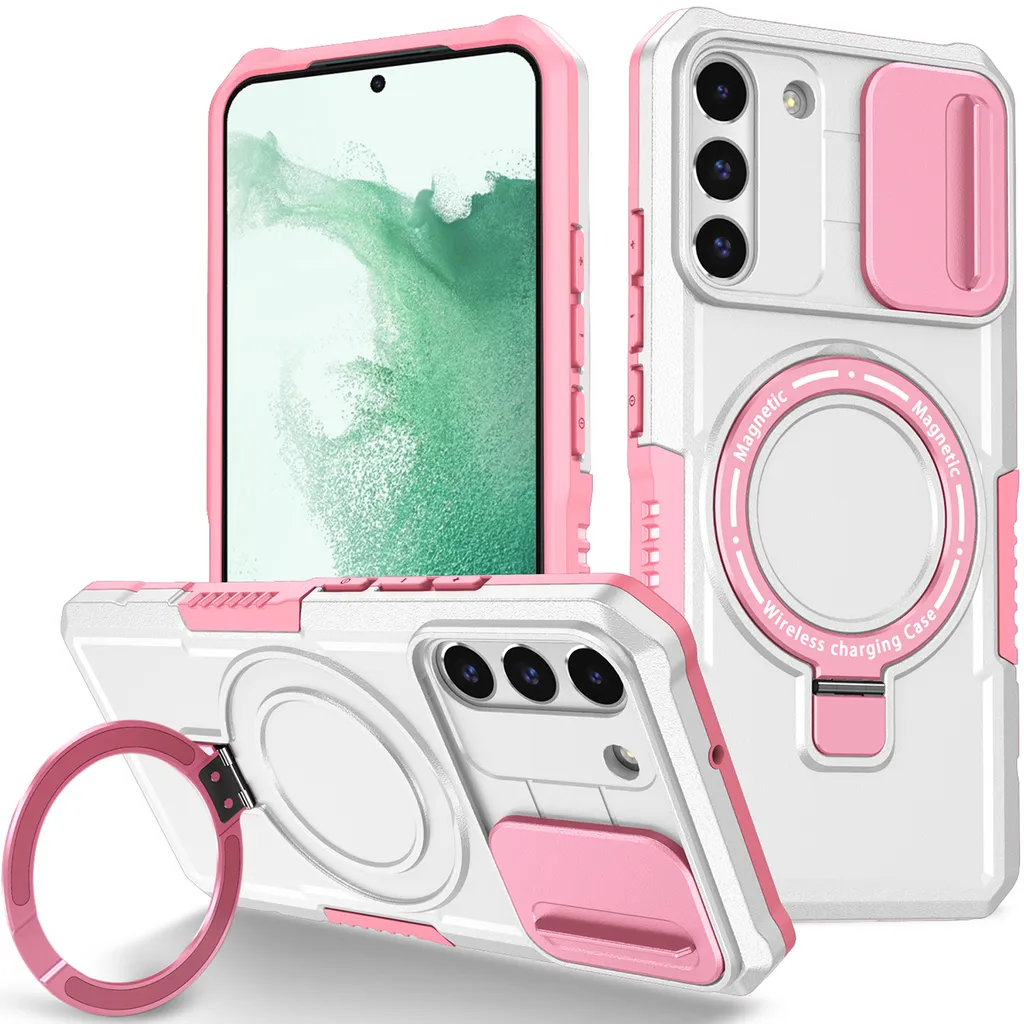 Cover MagSafe Samsung S22+ 5G: Trasparente Rosa Bianco Anti-Scratch
