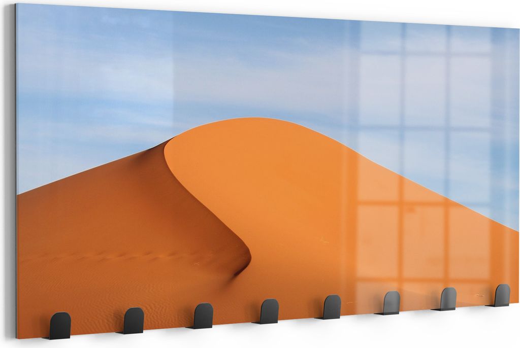DEQORI Kleiderhaken Glas 60x30 cm 'Goldene Dünenruhe' Wand Garderobe beschreibbar Paneel