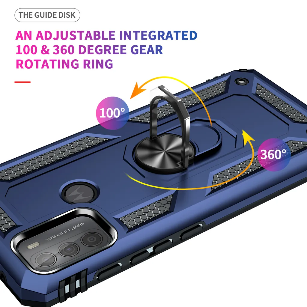 Custodia Motorola Moto G50 4G Rugged Blu - Protezione Militare con Anello - 4