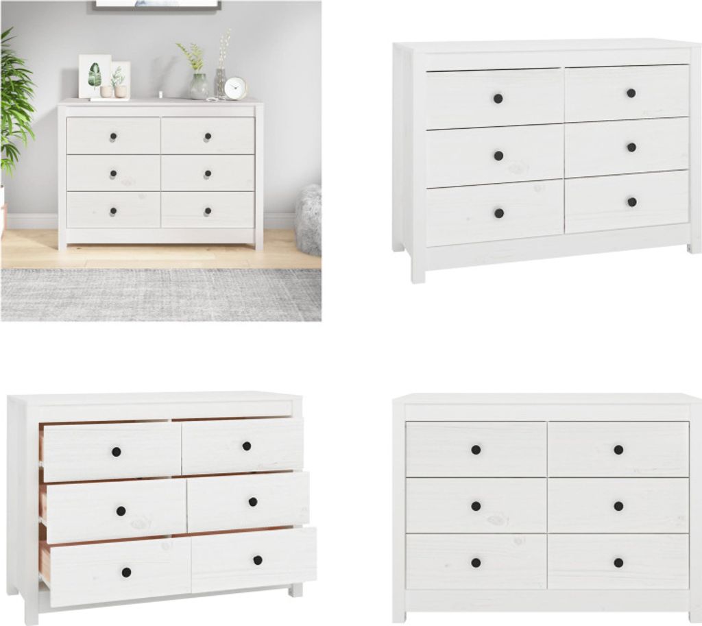 vidaXL Beistellschrank Weiß 100x40x72 cm Massivholz Kiefer - Beistellschrank - Beistellschränke - Schrank - Lagerschrank