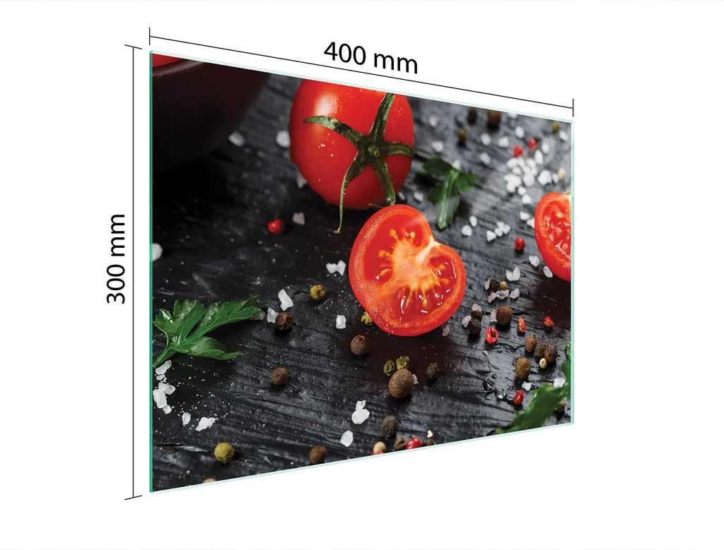 Schneidebrett Herdabdeckplatte Multiglasschneidplatte 40x30 cm Tomaten Holz