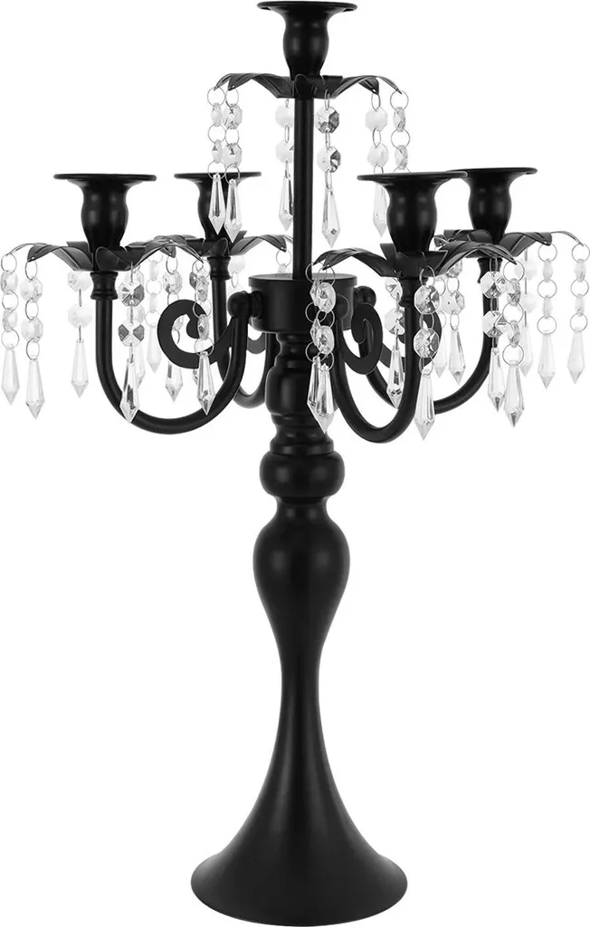 Bougeoirs Candélabres Noirs 5 Branches 51 cm de Haut - Décoration de Table