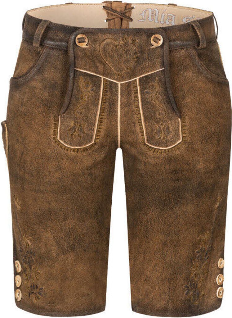 Lederhose kurz Tilda in Tabak Braun von Nübler Größe 42