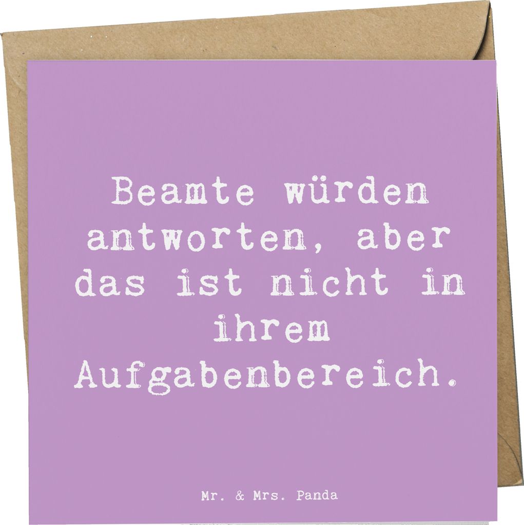 Mr. & Mrs. Panda Grußkarte Spruch Beamtin Humor - Lavendeltraum - Geschenk, Klappkarte, Präzision, Aufgabenbereich, anlasskarte, handgefertigte G...