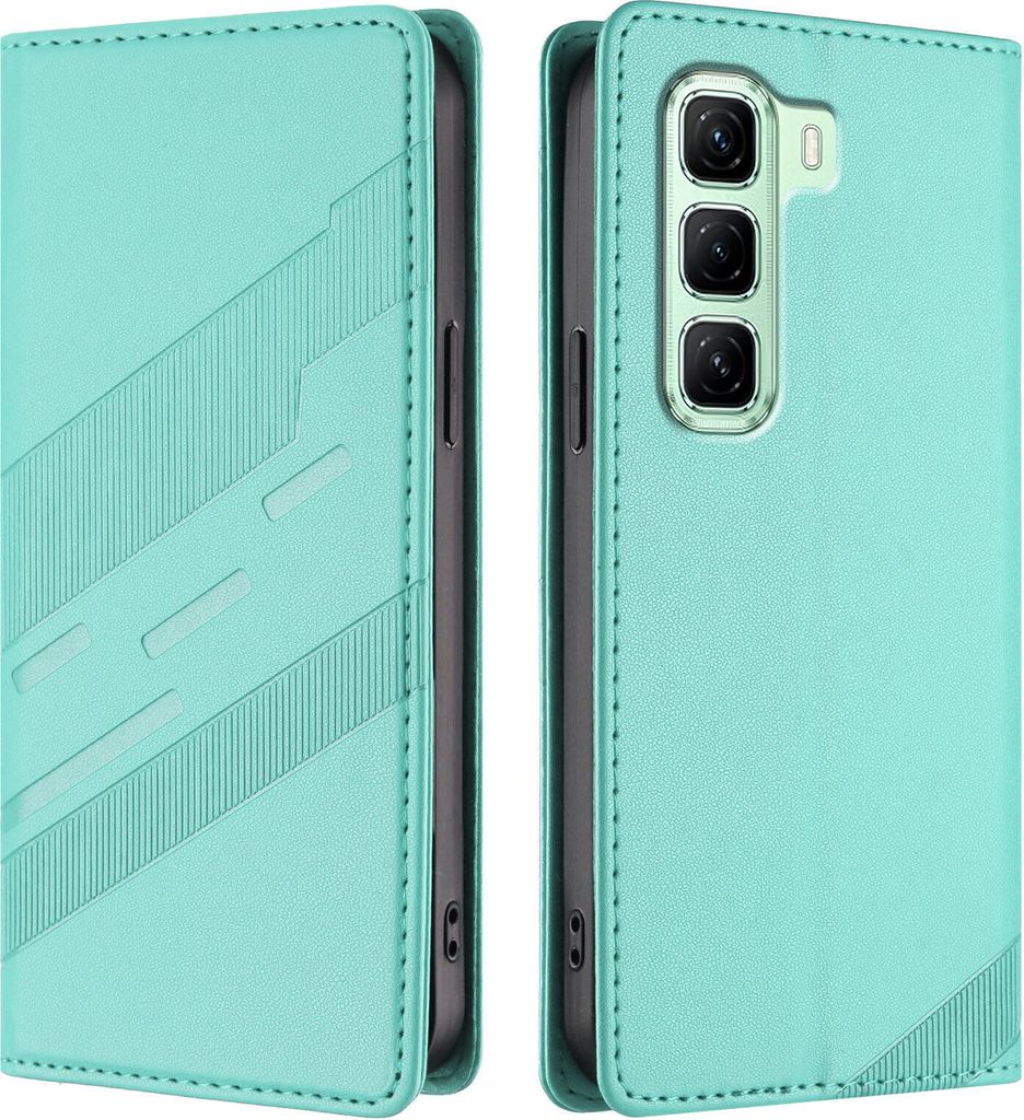 Hülle für Infinix Hot 50 5G, Kunstleder Brieftaschen Handyhülle mit Kartenfach und Standfunktion Türkis