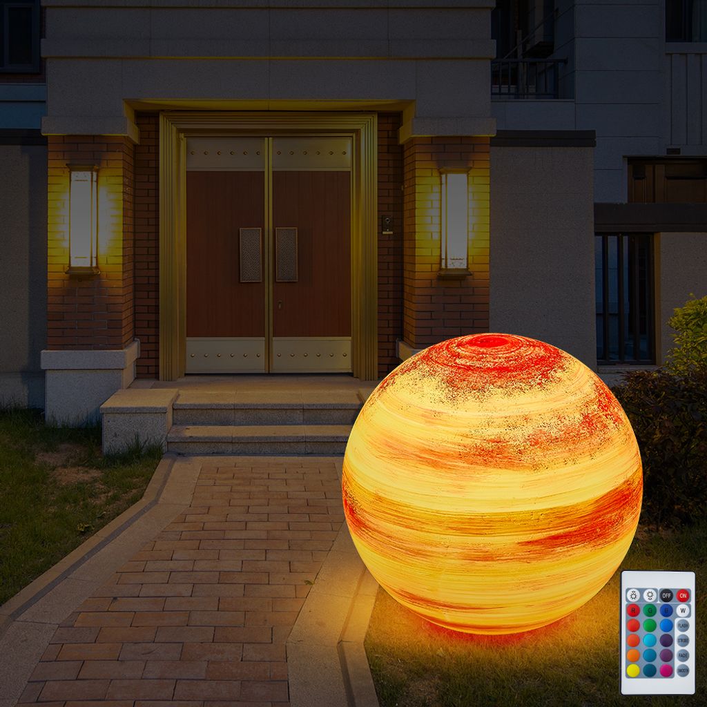 LED Gartenleuchte Außenlampe Kugellampe mit Stromkabel 3 M Leuchtkugel 60cm Farbwechsel Fernbedienung RGB Dimmbar Fassung E27 inkl Leuchtmittel IP...