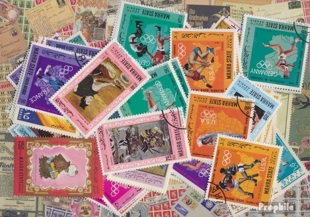 Briefmarken Aden - Mahra State 100 verschiedene Marken
