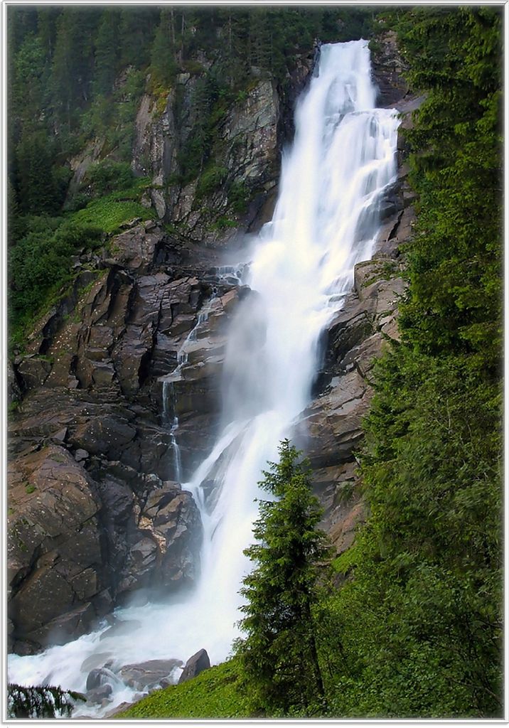 Wallario Wandbild Wasserfall, Größe: 70,30 x 100,30 cm, Poster mit weißem Kunststoffrahmen