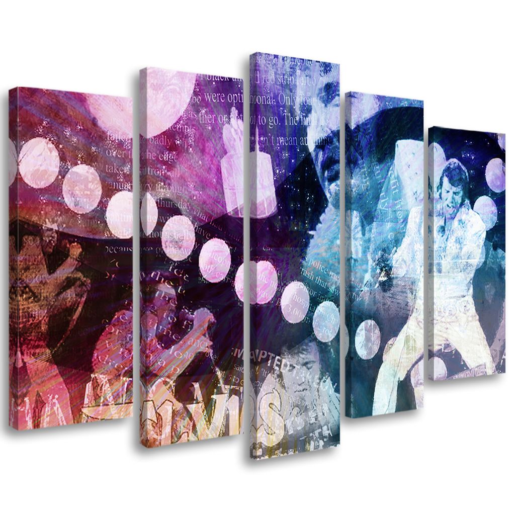 5-teiliges leinwandbild freddie mercury königin 100x70 cm Feeby lila wandbild bereit zum aufhängen