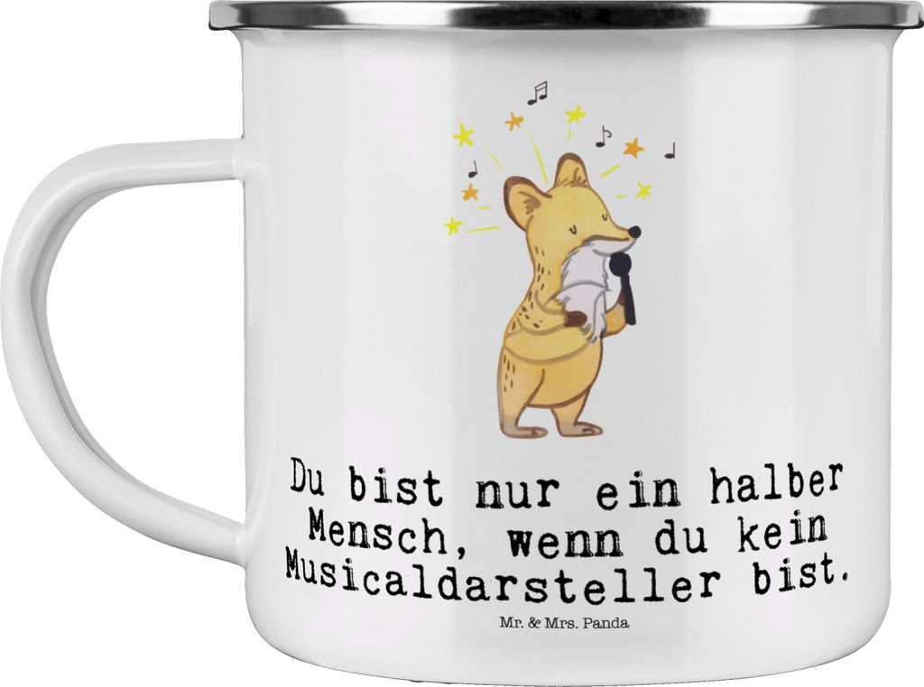 Mr. & Mrs. Panda Pott Musicaldarsteller Herz - Weiß - Geschenk, Campingtasse, Teetasse, Emaille Becher, Haferl, Tasse