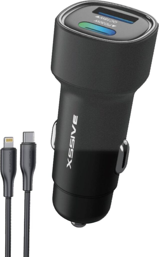 Schnelles Autoladegerät | Ultra-Schnellladung für unterwegs mit USB-C zu 8-Pin Kabel 1m