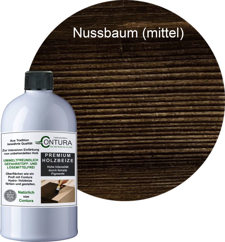 Contura 250ml. Holzbeize Wasserbeize Möbel Farbe - Nussbaum Mittel
