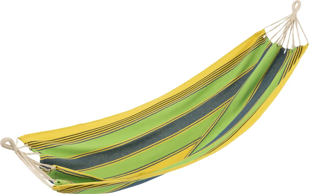 J-Line Hamac à rayures en coton polyester vert jaune bleu 200x100cm