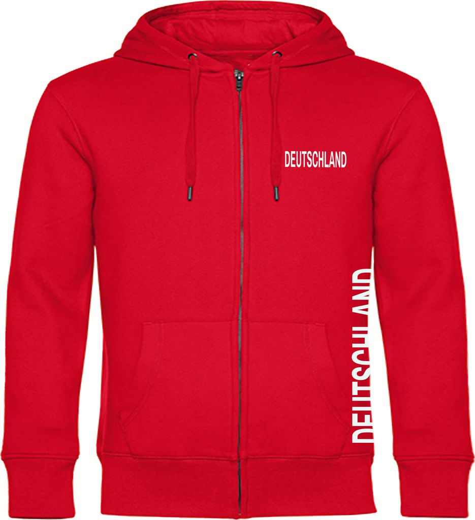 multifanshop Kapuzen Sweatshirt Jacke - Deutschland - Brust & Seite, rot, Größe XL