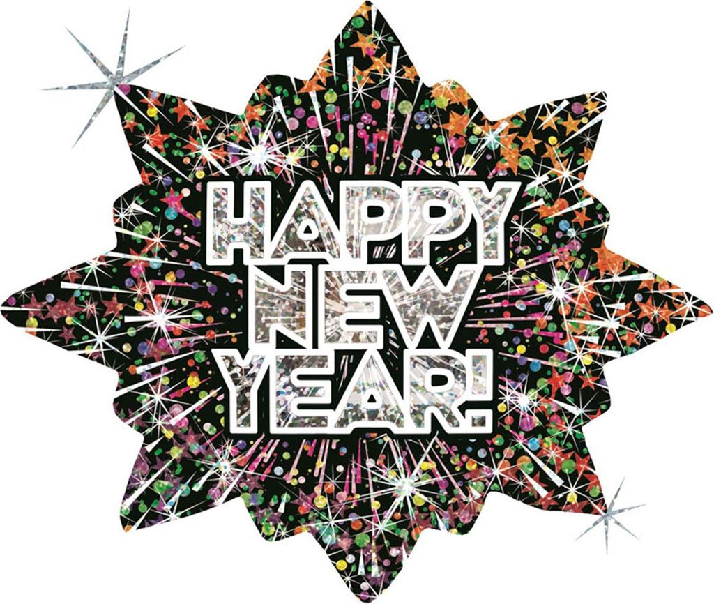 Shape Folienballon "Happy New Year" Feuerwerk | 81 cm